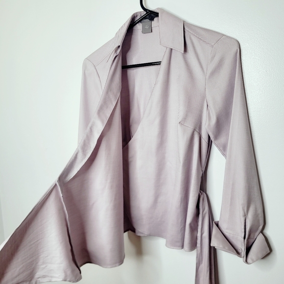 2/$30 🌻 | Ann Taylor | Purple Wrap Around Tie Blouse - Picture 9 of 16